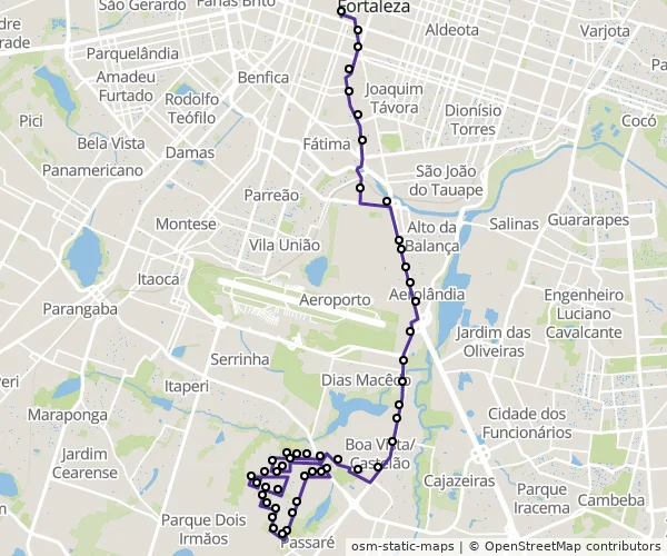 Mapa do itinerário da linha