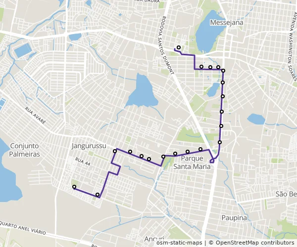 Mapa do itinerário da linha