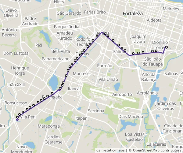 Mapa do itinerário da linha