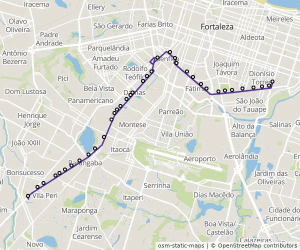Mapa do itinerário da linha