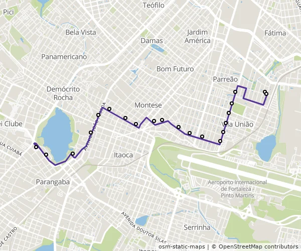 Mapa do itinerário da linha