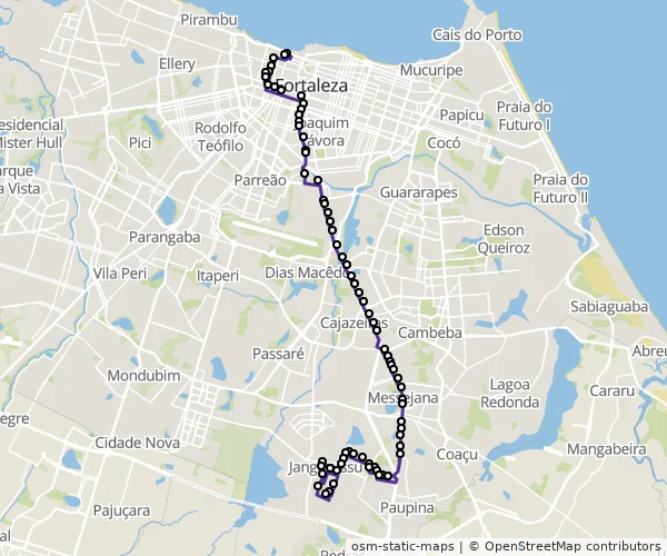Mapa do itinerário da linha