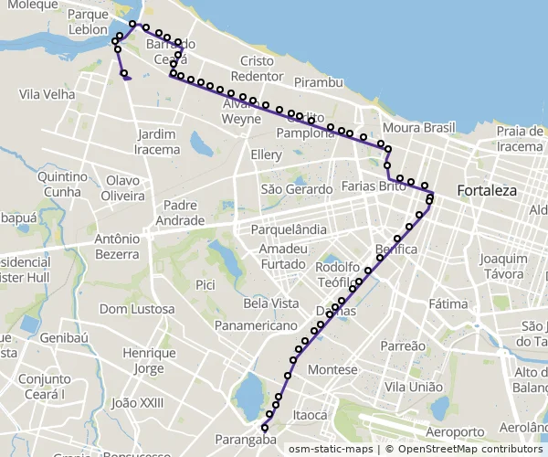 Mapa do itinerário da linha