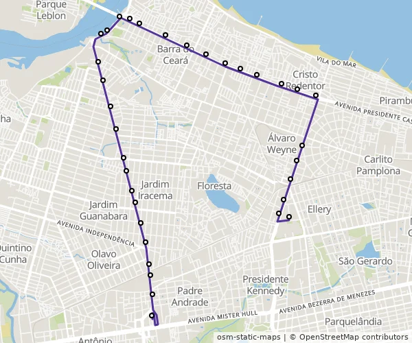 Mapa do itinerário da linha