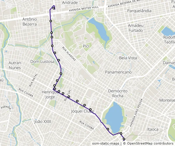 Mapa do itinerário da linha
