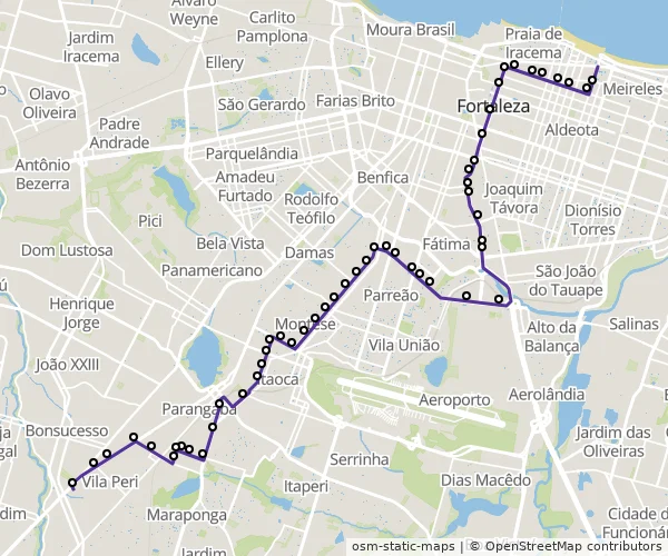 Mapa do itinerário da linha