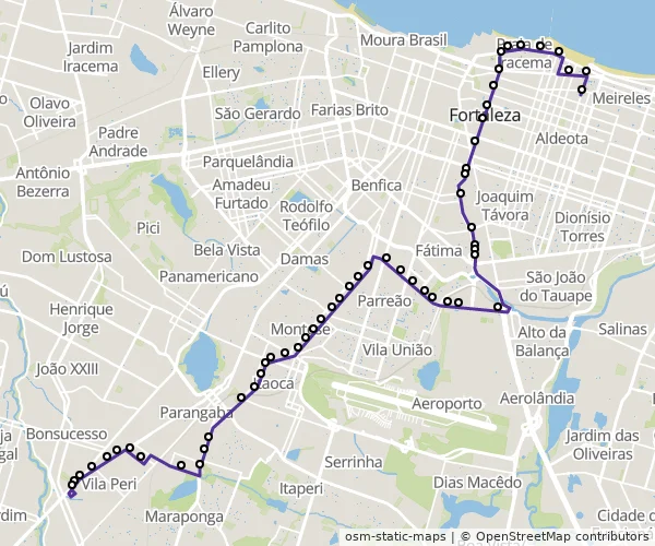 Mapa do itinerário da linha