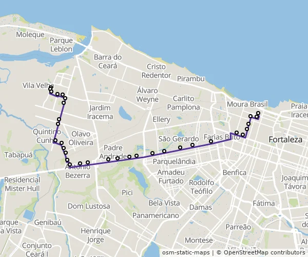 Mapa do itinerário da linha
