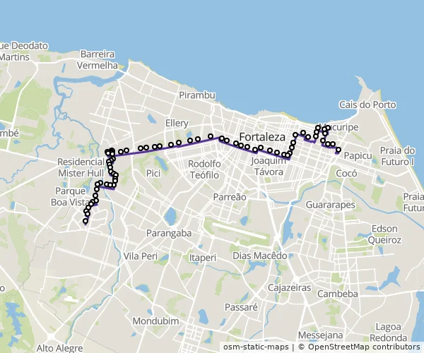 Mapa do itinerário da linha