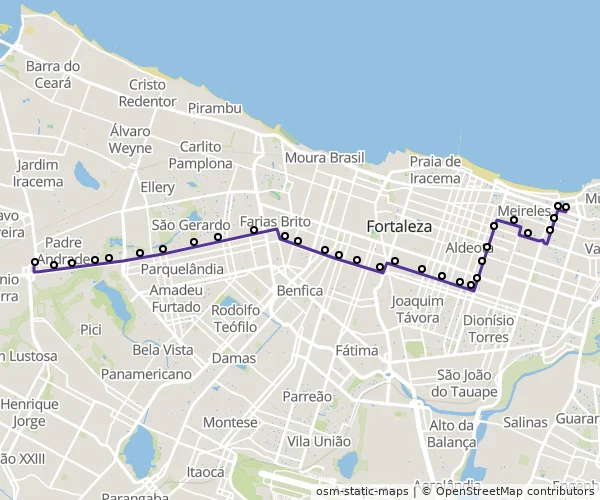 Mapa do itinerário da linha