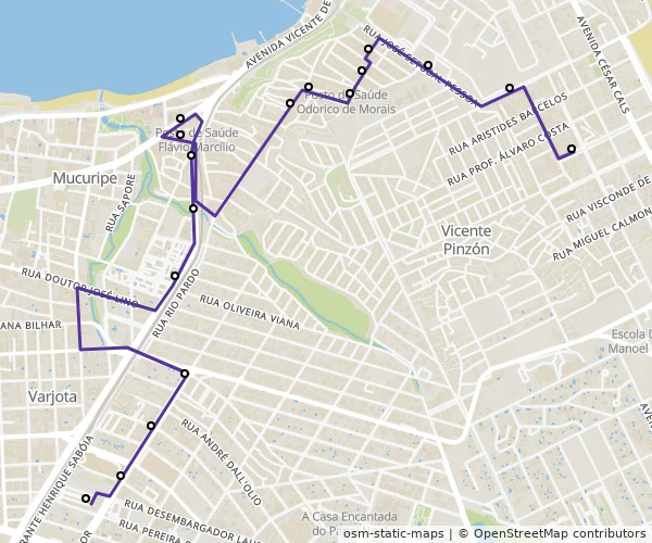 Mapa do itinerário da linha