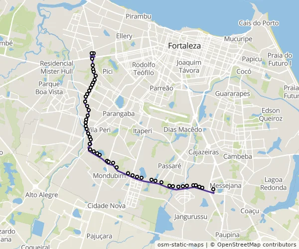 Mapa do itinerário da linha