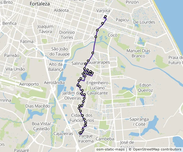 Mapa do itinerário da linha