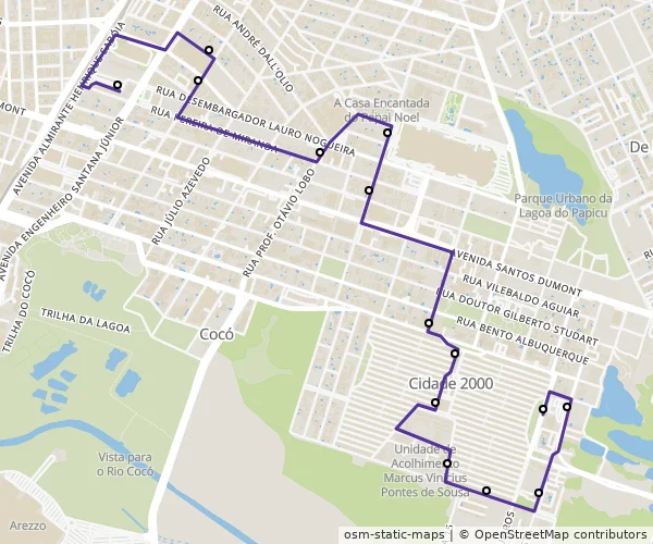 Mapa do itinerário da linha