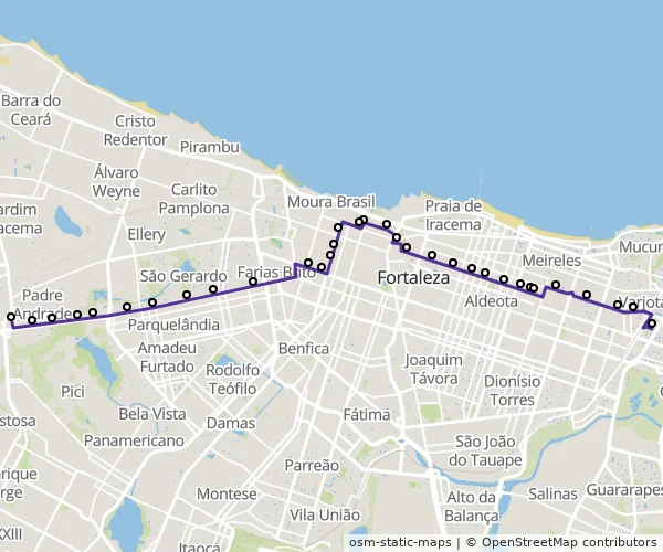 Mapa do itinerário da linha