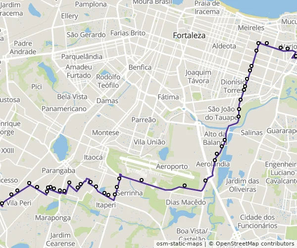 Mapa do itinerário da linha