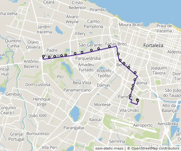 Mapa do itinerário da linha
