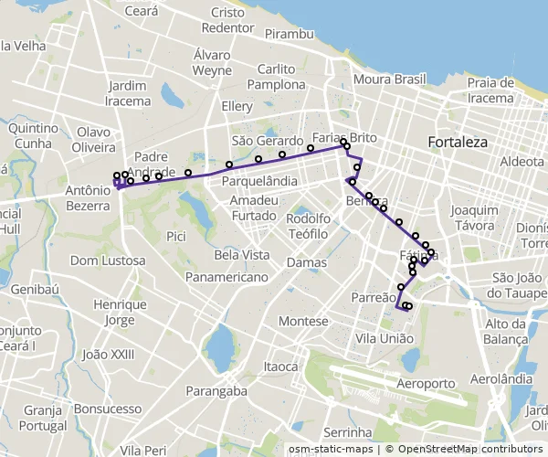 Mapa do itinerário da linha