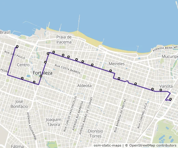 Mapa do itinerário da linha