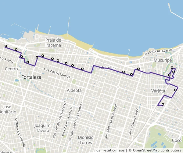 Mapa do itinerário da linha