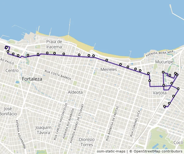 Mapa do itinerário da linha