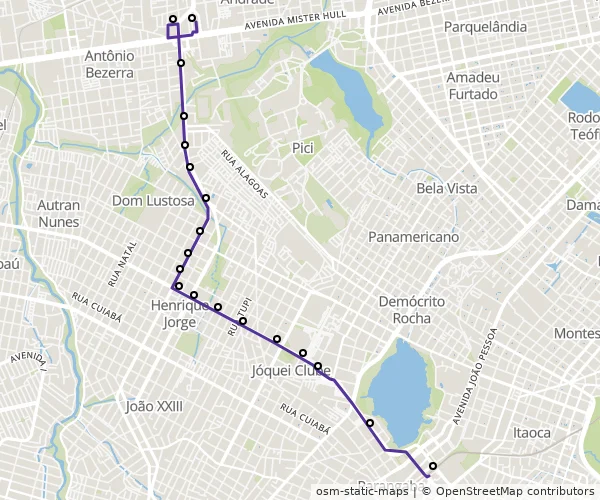 Mapa do itinerário da linha