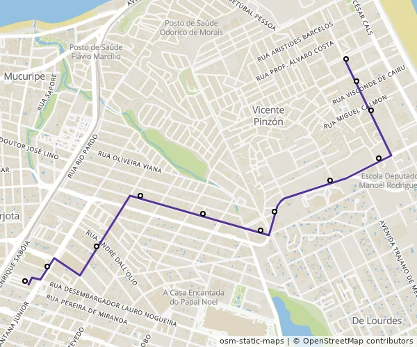 Mapa do itinerário da linha