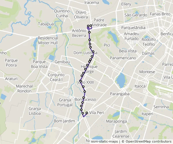 Mapa do itinerário da linha