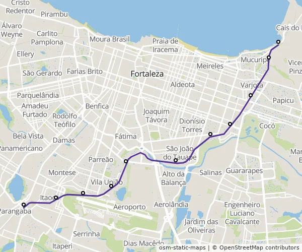 Mapa do itinerário da linha