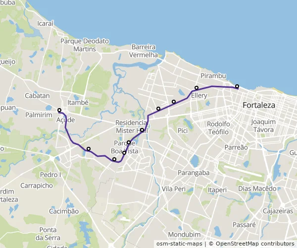 Mapa do itinerário da linha