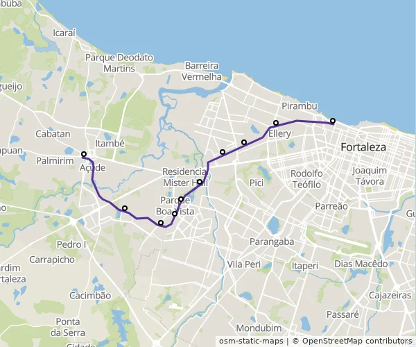 Mapa do itinerário da linha
