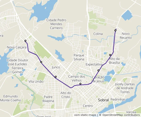 Mapa do itinerário da linha