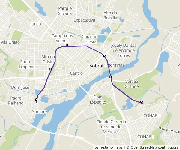 Mapa do itinerário da linha