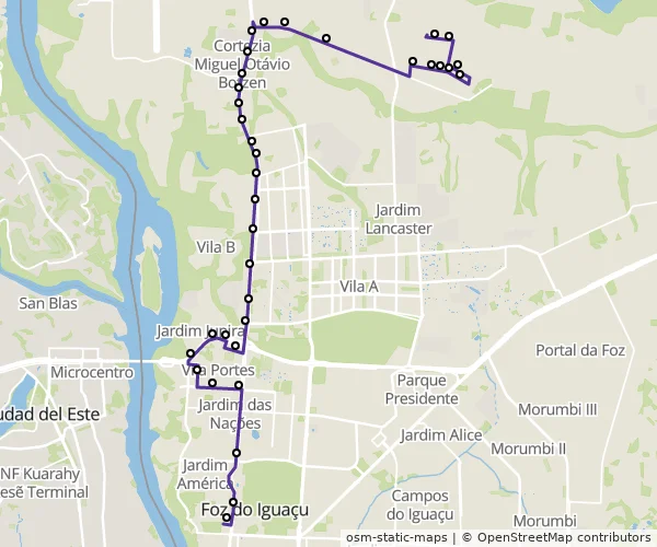 Mapa do itinerário da linha