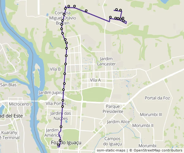 Mapa do itinerário da linha