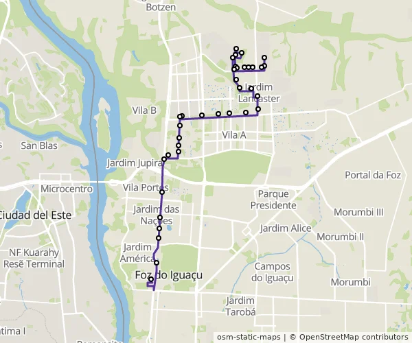 Mapa do itinerário da linha