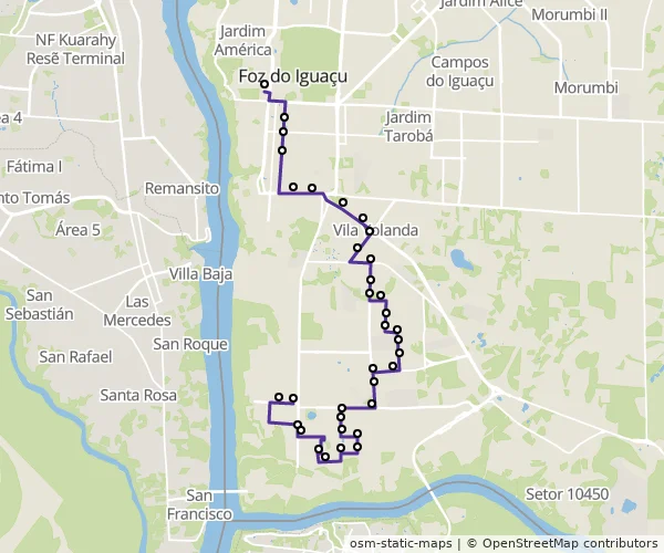 Mapa do itinerário da linha