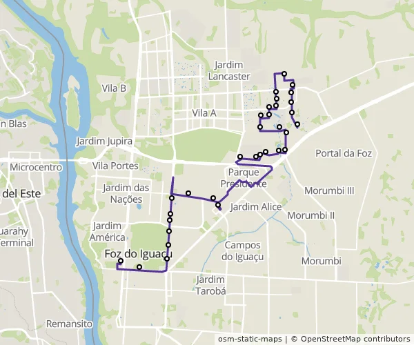 Mapa do itinerário da linha