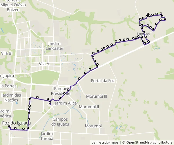 Mapa do itinerário da linha