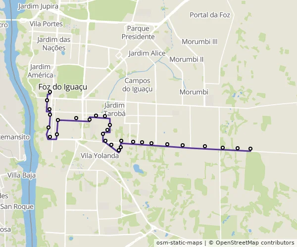 Mapa do itinerário da linha