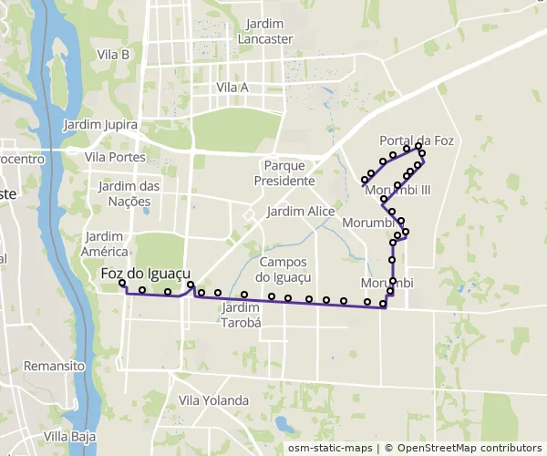 Mapa do itinerário da linha