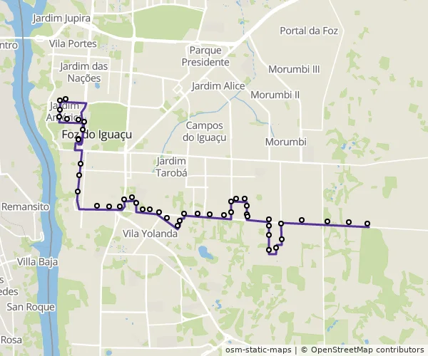 Mapa do itinerário da linha