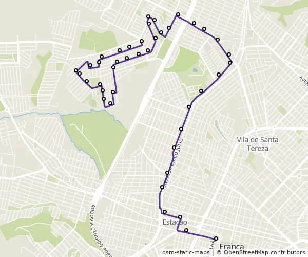 Mapa do itinerário da linha
