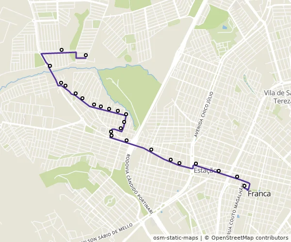 Mapa do itinerário da linha