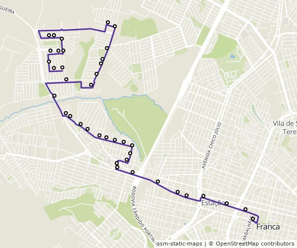 Mapa do itinerário da linha