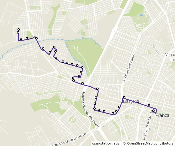 Mapa do itinerário da linha