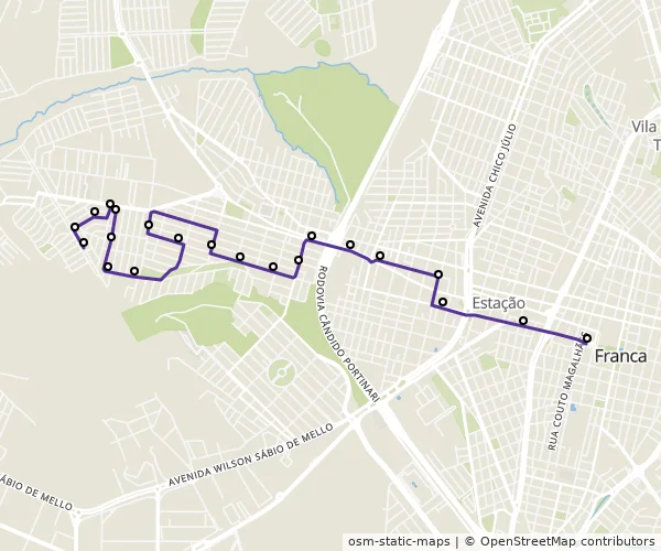 Mapa do itinerário da linha