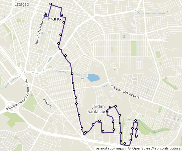 Mapa do itinerário da linha