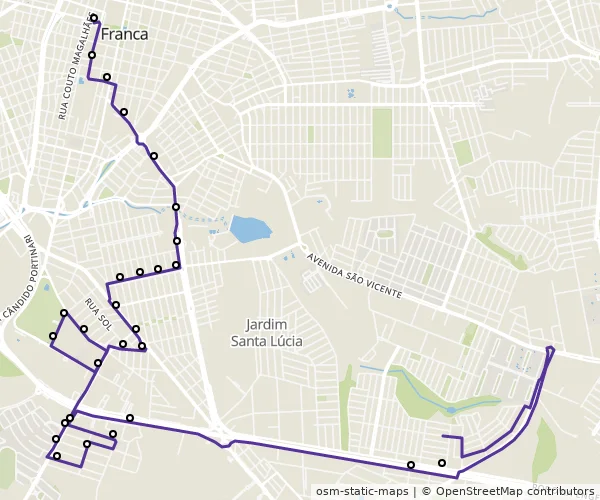 Mapa do itinerário da linha