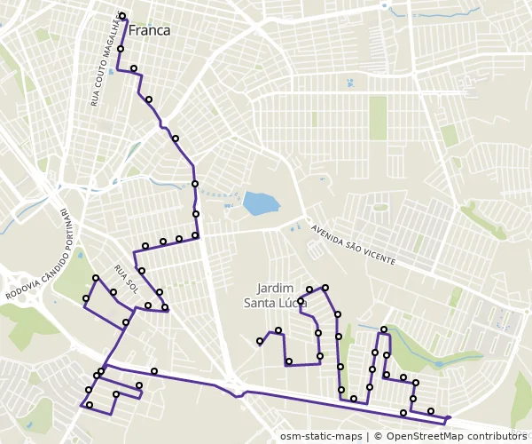 Mapa do itinerário da linha